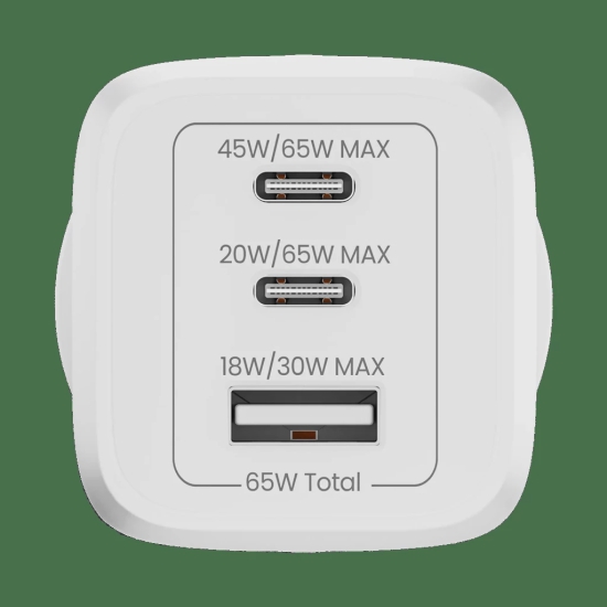 Hammer Gan Charger 65W 2 Type C & 1 USB Port Fast Charger