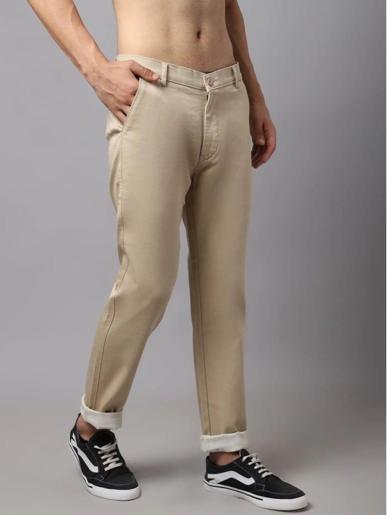 Rodamo Men Beige Slim Fit Chinos Trouser