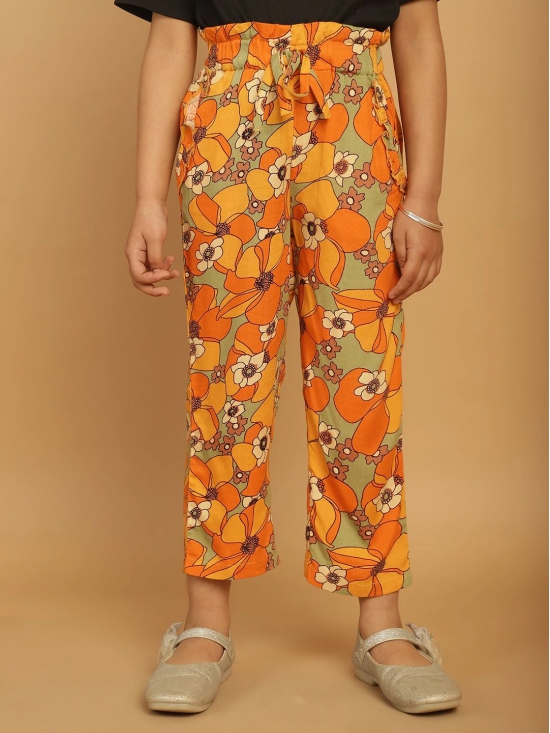 MINI & MING Girls Floral Printed Relaxed Low-Rise Easy Wash Trousers