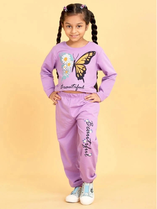 Trampoline Purple Cotton Blend Girls Top With Joggers ( Pack of 1 ) - None