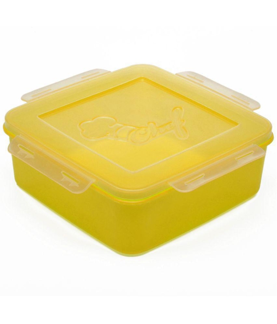 HOMETALES Square Polyproplene Yellow Food Container ( Set of 4 ) - Yellow