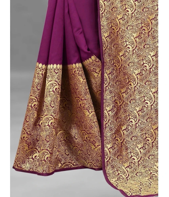 Gazal Fashions Banarasi Silk Embellished Saree With Blouse Piece - Purple ( Pack of 1 ) - Purple