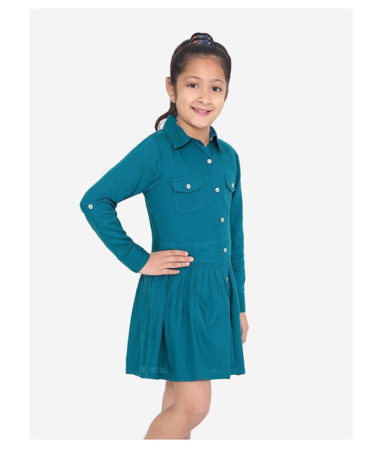 Naughty Ninos - Blue Cotton Girls Shirt Dress ( Pack of 1 ) - None