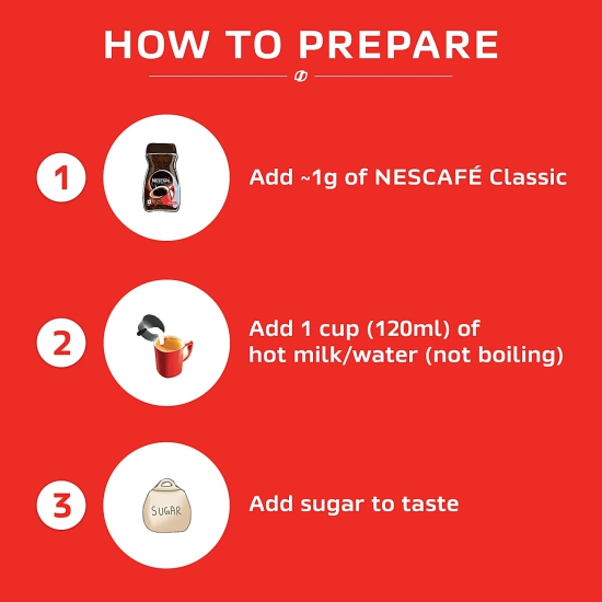 Nescafe Classic Coffee - 100% Pure, Rich, Soluble Powder, No Preservatives, 4 G