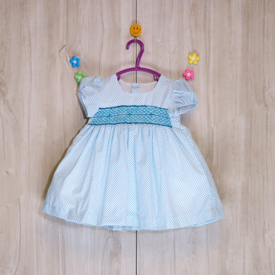 Smocked Baby Frocks For Babies | 15 to 18 Month-Blue