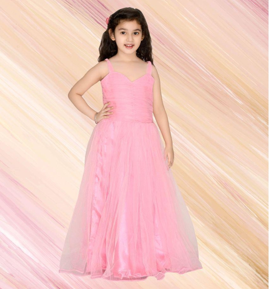 Arshia Fashions Pink Net Girls Gown ( Pack of 1 ) - None