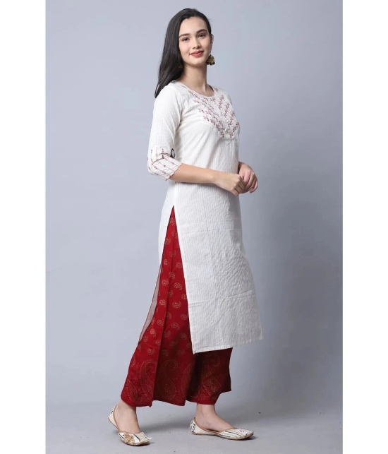 Rajnandini - White 100% Cotton Womens Straight Kurti ( Pack of 1 ) - None