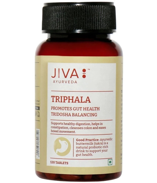 Jiva Triphala 120 Tablet | 100% Pure & Natural Ayurvedic Formulation | Antibacterial & Anti-Oxidants | Detoxify Immunity Booster | Blood Purifier Bowel Wellness | Relives Constipation - 120 