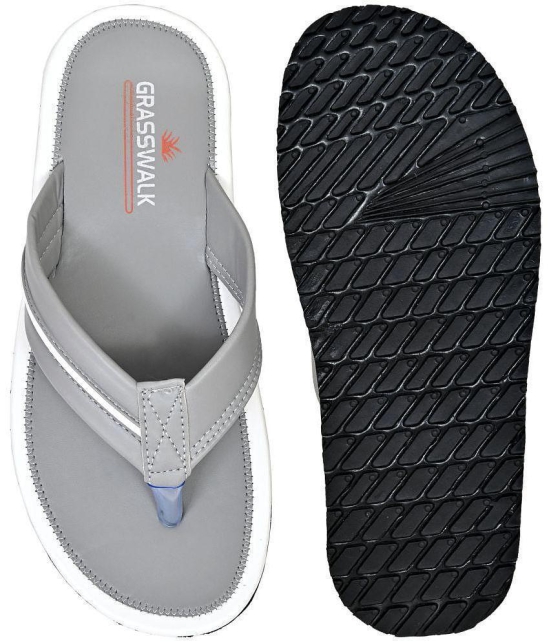 GRASS WALK - Gray Mens Thong Flip Flop - None