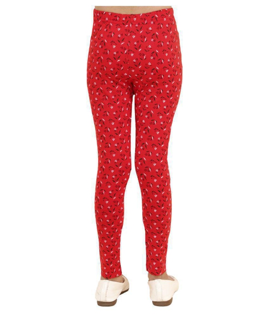 Kids Cave - Red Cotton Blend Girls Leggings ( Pack of 1 ) - None