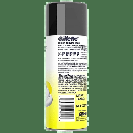 Gillette Shaving Foam Lemon Flavour, 196 Gm