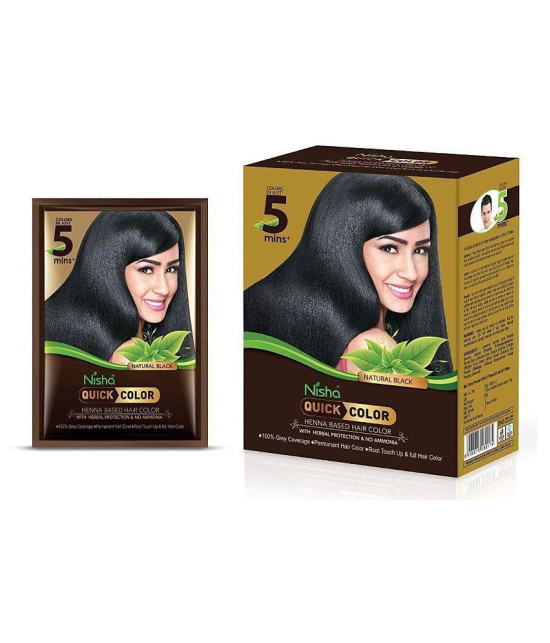 Nisha Quick 60gm Comes with Natural Based Permanent Hair Color Henna Powder Black each sachet 10 g