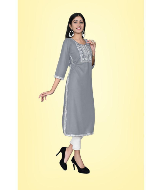 Kapadia - Grey Rayon Womens Straight Kurti ( Pack of 1 ) - None