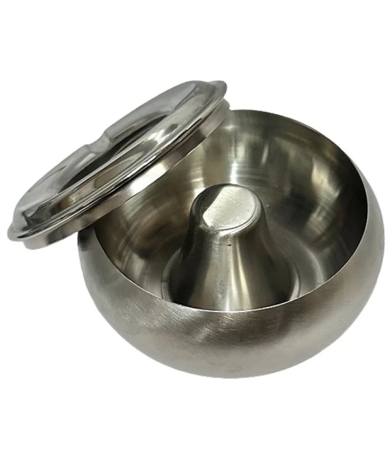 Dynore Stainless Steel Heavy Gauge Matka Shape Lid Ash Tray For Home, Office, Bar and Tabletop Decoration - Silver