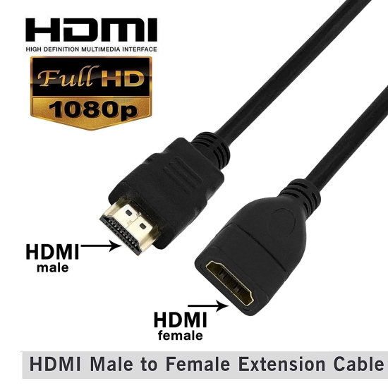 Lapster Quality Assured High Speed, Gold Plated HDMI Extension Cable (Black) 1.5 M - 1 Piece