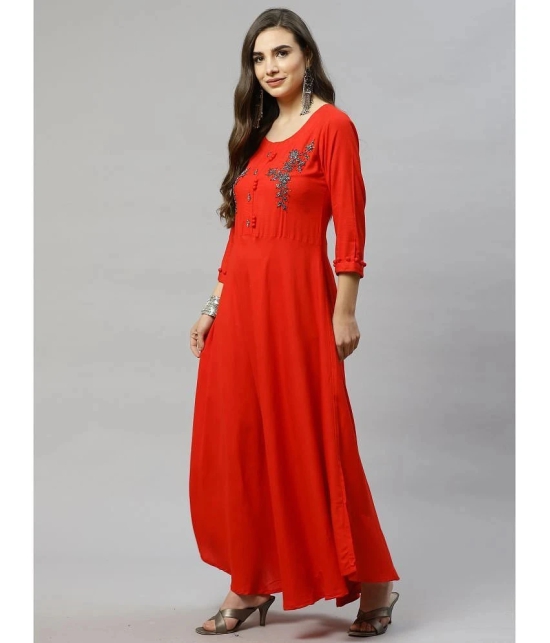 JC4U Rayon Red A- line Dress - Single - L