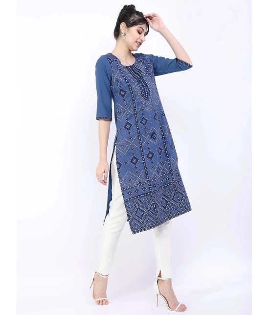 Ketch Polyester Printed Straight Womens Kurti - Blue ( Pack of 1 ) - None