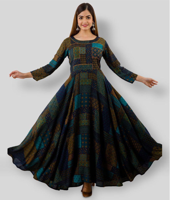 Lee Moda - Multicolor Rayon Women's Anarkali Kurti ( Pack of 1 ) - XXL