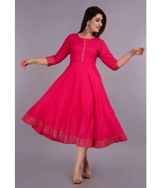 Smien - Pink Rayon Women's Anarkali Kurti ( Pack of 1 ) - None