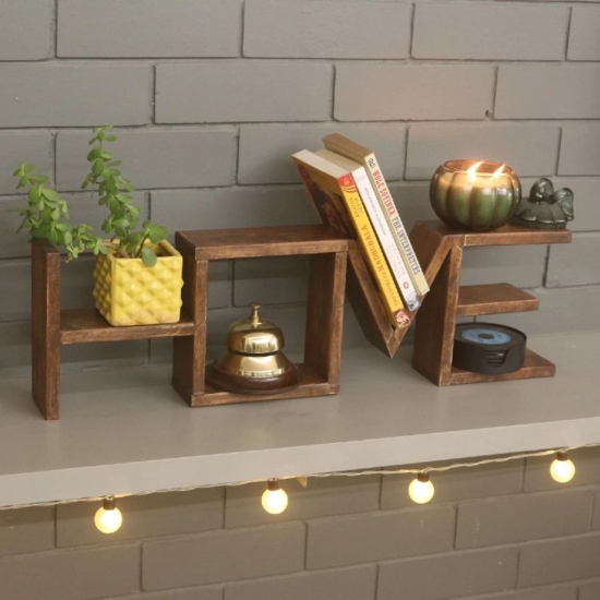 Barish Home DECORS - Home Table Shelf | Wooden Table Shelved in The Letters “Home” | Home Decor Piece | Handcrafted with Rubberwood | 28 x 8 x 3.5 (H x B x D)