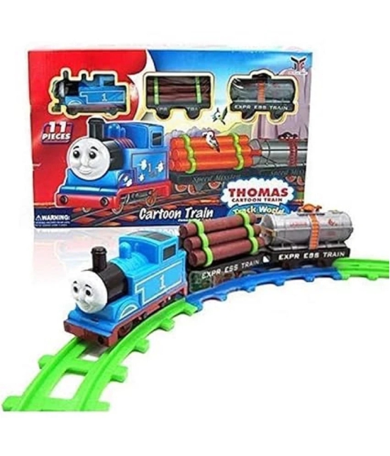 Sevriza® Blue Train Toy Friends Adventures, Small Push Along Train Engine for Children Train with Track for Kids 5 Years (Small Train M, Multicolor)