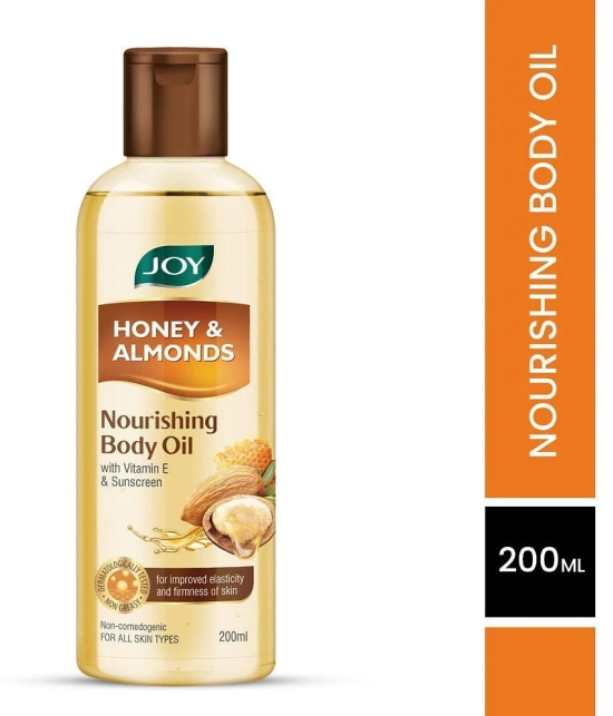 Joy Honey & Almonds Body Oil with Vitamin E for Dry Skin | Non Sticky 200ml, (Pack of 1)