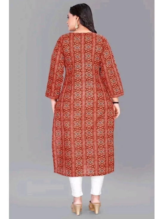 RIAANA Cotton Printed Straight Womens Kurti - Orange ( Pack of 1 ) - None