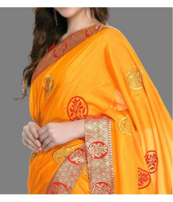 OFLINE SELCTION - Orange Silk Saree With Blouse Piece ( Pack of 1 ) - Orange