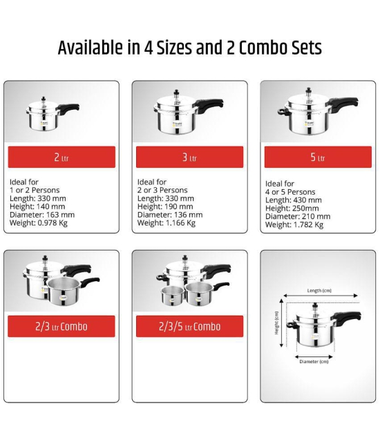 Srushti Gold 2L/3L/5L 5 L Aluminium OuterLid Pressure Cooker With Induction Base