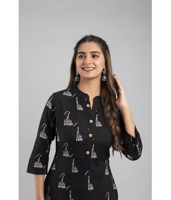 MAUKA - Black Rayon Womens Straight Kurti ( Pack of 1 ) - None