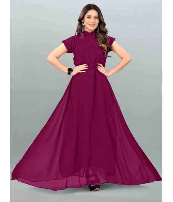 JASH CREATION - Wine Georgette Womens Gown ( Pack of 1 ) - None