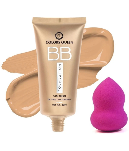 Colors Queen BB Oil Free Waterproof Foundation (Natural Almonds) With Beauty Blender