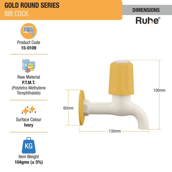 Gold Round Bib Tap PTMT Faucet - by Ruhe®