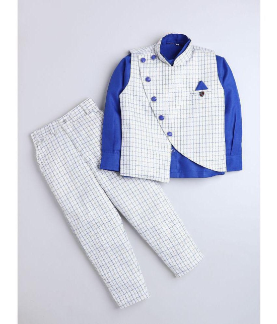 DKGF Fashion - Blue Cotton Blend Boys 2 Piece Suit ( Pack of 1 ) - None