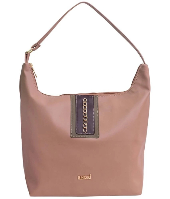 Enoki - Beige Faux Leather Hobo Bag - Beige