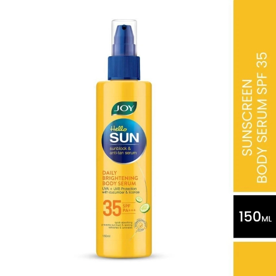 Joy Sunscreen - SPF 35 Hello Sun Sunblock & Anti Tan Daily Brightening Body Serum Lotion (150 ml)