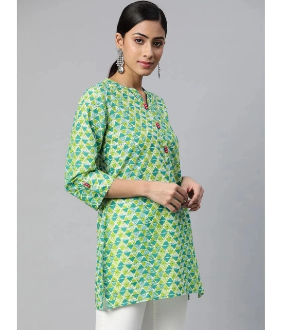 SVARCHI - Green Cotton Womens Straight Kurti ( Pack of 1 ) - None