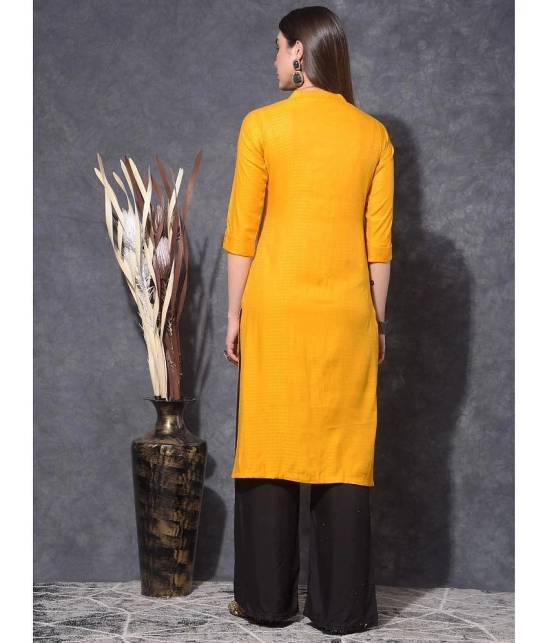 Mamoose Rayon Self Design Straight Womens Kurti - Yellow ( Pack of 1 ) - None