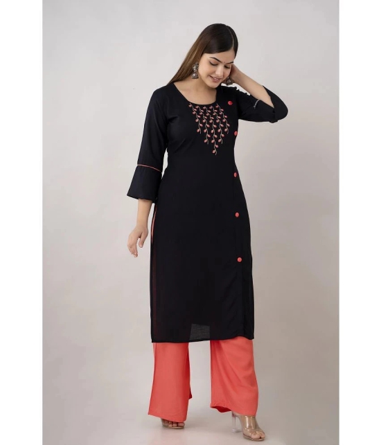 Kapadia - Black Rayon Womens Straight Kurti ( Pack of 1 ) - None