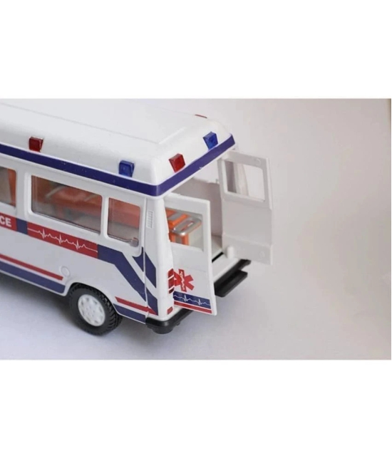 THRIFTKART - Ambulance Toy with Openable Tail Gate Detachable Stretcher Pull Back Action, White - White