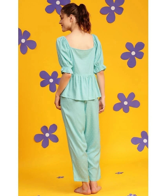 Clovia Blue Rayon Womens Nightwear Nightsuit Sets ( Pack of 2 ) - None