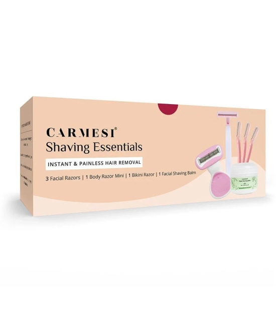 Carmesi Shaving Essentials | 3 Facial Razors,1 Body Razor Mini,1 Bikini Razor,1 Facial Shaving Balm