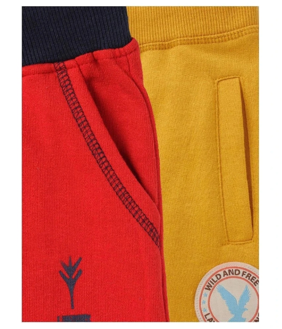 Cub McPaws Boys Cotton Track Pants  4 to 12 Years  Pack of 2  (7 - 8 Years, Red - Mustard) - None