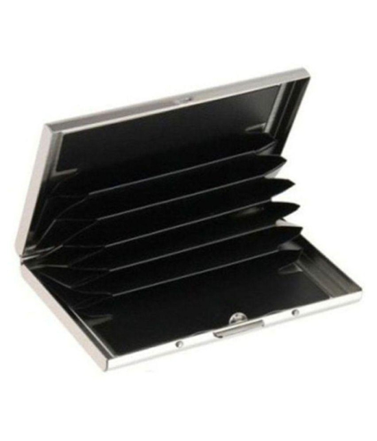 AmtiQ High Quality Stainless Steel 6 Slots RFID Blocking ATM Credit Debit Business ID memory Card Holder Wallet