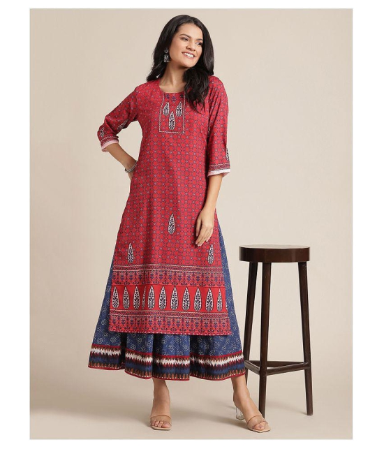 KSUT Red Viscose Straight Kurti - Single - S