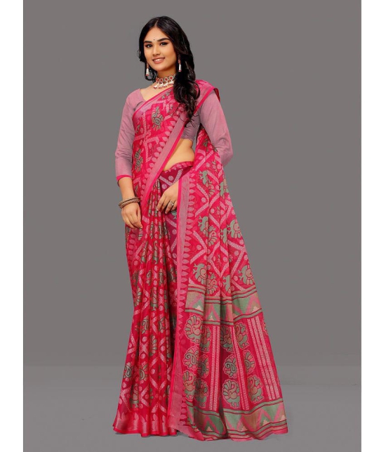 Sitanjali - Pink Brasso Saree With Blouse Piece ( Pack of 1 ) - Pink