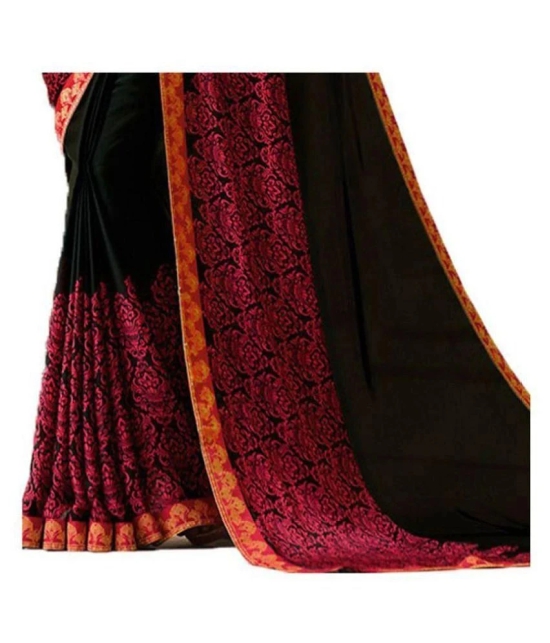 Gazal Fashions - Black Chiffon Saree With Blouse Piece (Pack of 1)