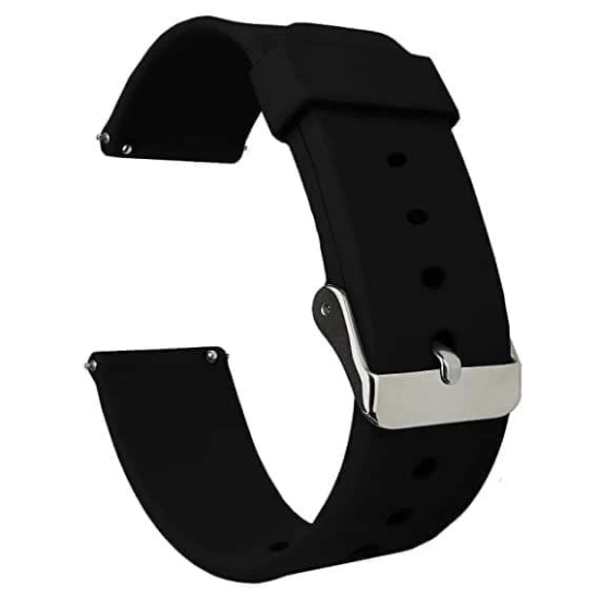 Exelent Smart Watch Strap 19mm Compatible for Any Smart Watch with 19mm Lugs Width Soft Silicone Replacement Adjustable Waterproof Black