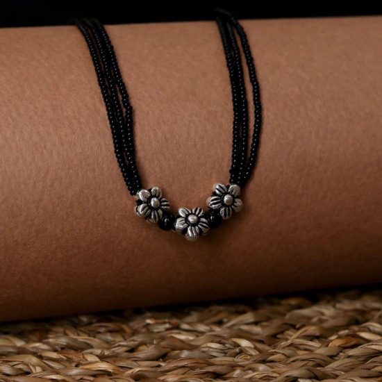 Silver Flower Mangalsutra