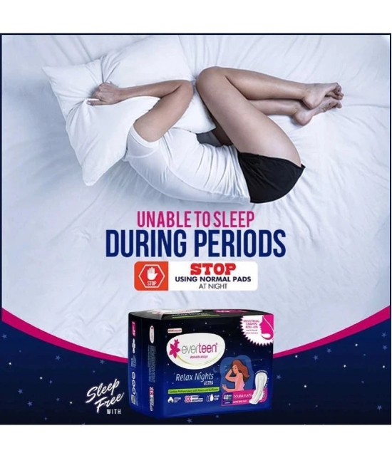 Everteen XXL Relax Nights Ultra Thin 40 Sanitary Pads with Period Cramps Roll-On Inside (Pack of 2)